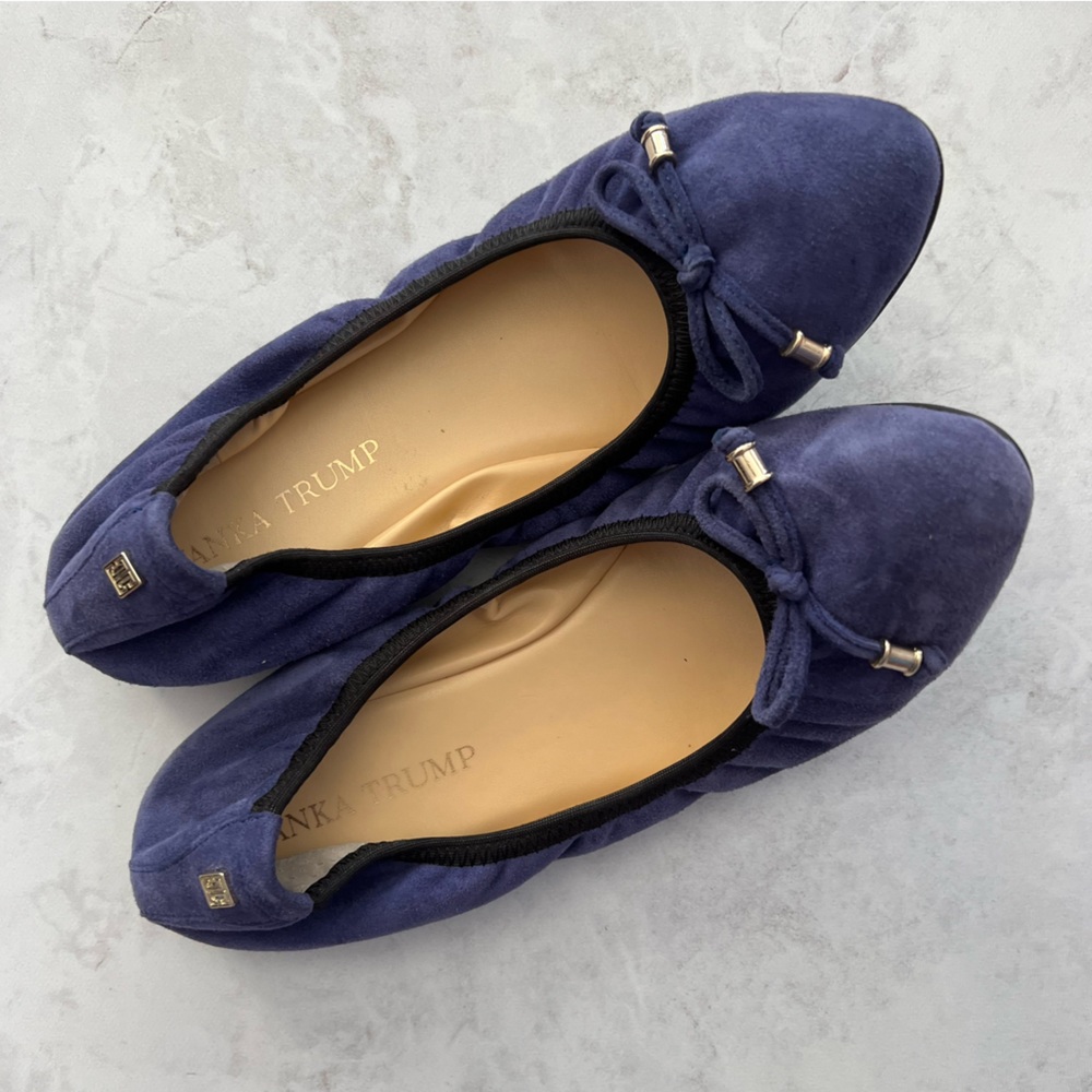 Ivanka Trump Purple Leather Ballet Bow Flats 7.5M